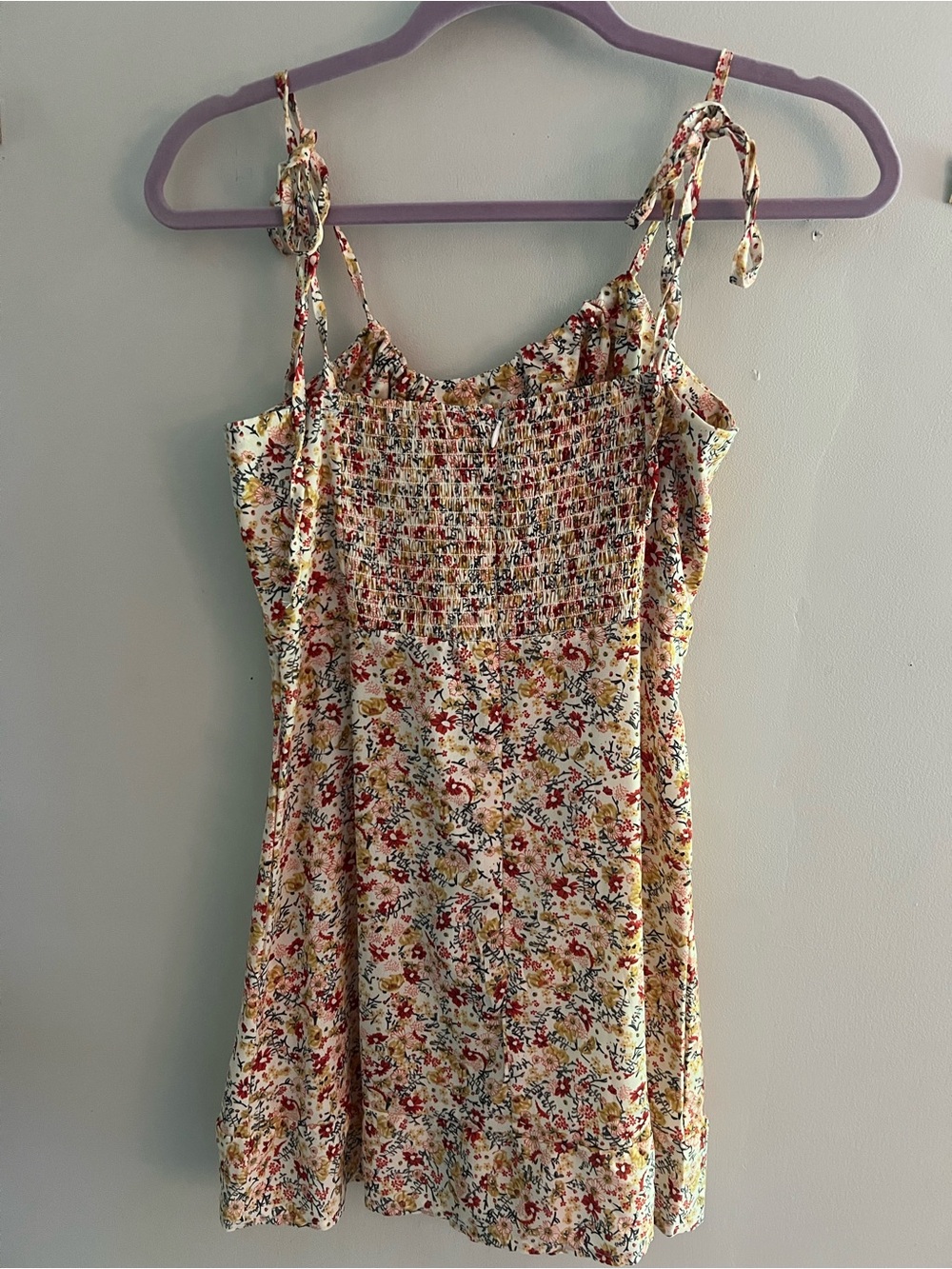 Cider Cream Mini Dress with Red & Yellow Floral Print - Picture 3 of 3